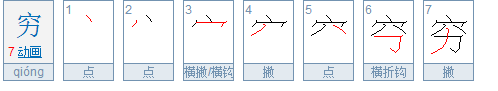 穷的笔顺笔画顺序