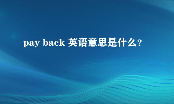 pay back 英语意思是什么？