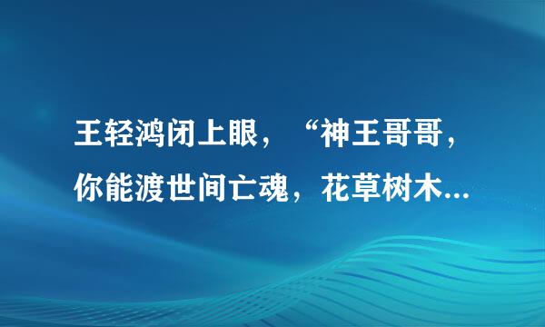 王轻鸿闭上眼，“神王哥哥，你能渡世间亡魂，花草树木的枯萎，能渡恶人轮回，为何，不能渡我呢?”