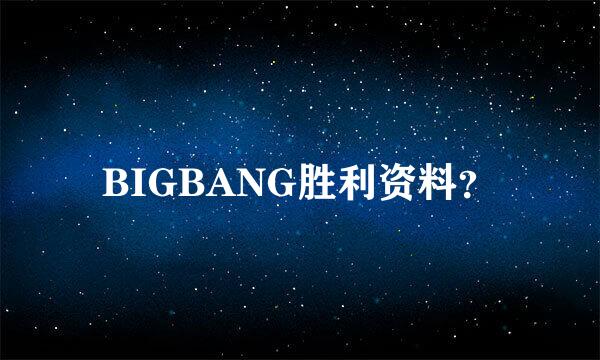 BIGBANG胜利资料？