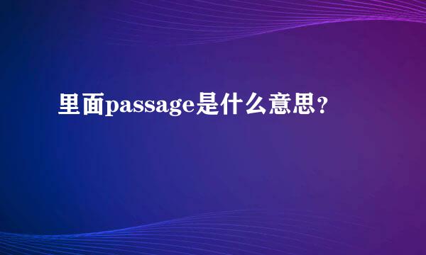 里面passage是什么意思？