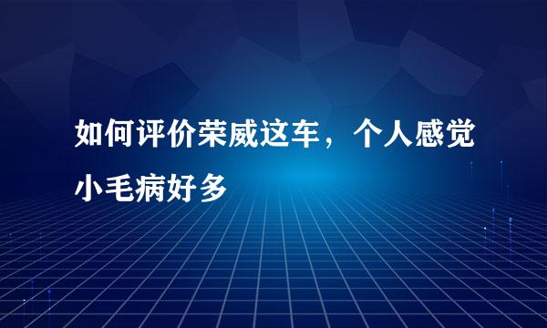 如何评价荣威这车，个人感觉小毛病好多