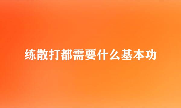 练散打都需要什么基本功