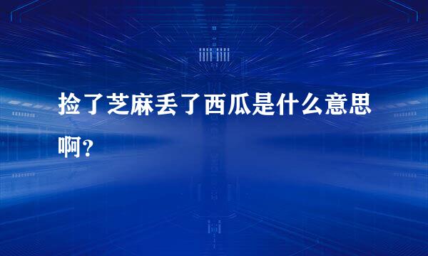 捡了芝麻丢了西瓜是什么意思啊？