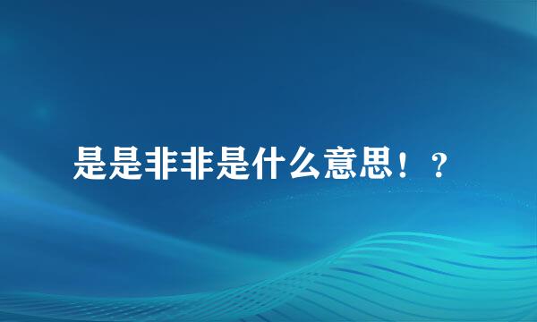 是是非非是什么意思！？