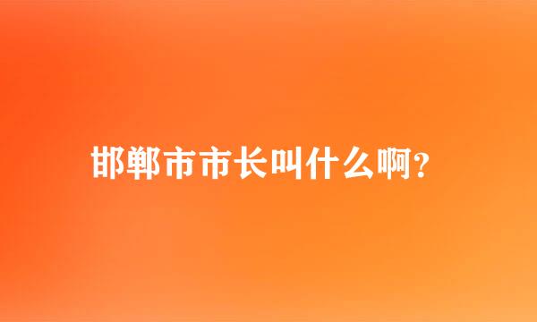 邯郸市市长叫什么啊？