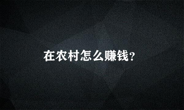 在农村怎么赚钱？