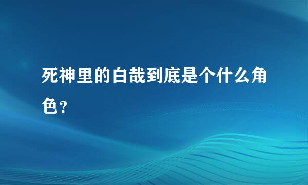 死神里的白哉到底是个什么角色？