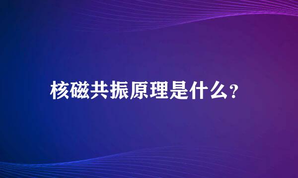 核磁共振原理是什么？