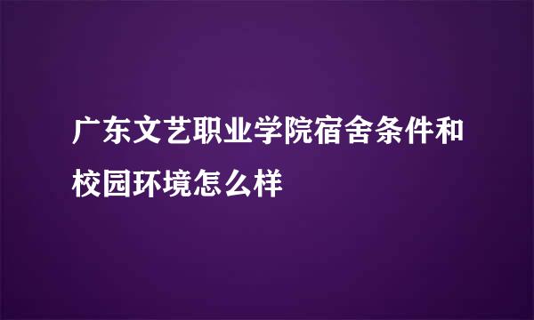 广东文艺职业学院宿舍条件和校园环境怎么样