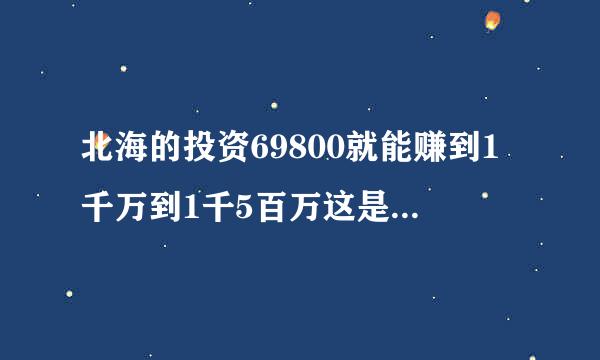 北海的投资69800就能赚到1千万到1千5百万这是真的吗?