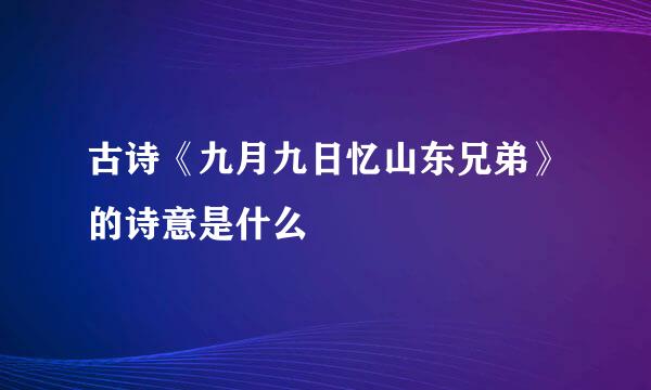 古诗《九月九日忆山东兄弟》的诗意是什么