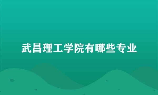 武昌理工学院有哪些专业