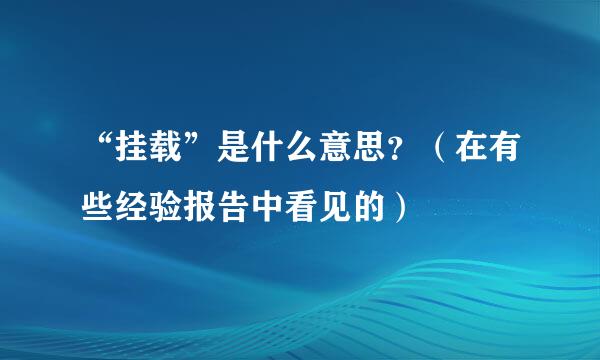 “挂载”是什么意思？（在有些经验报告中看见的）