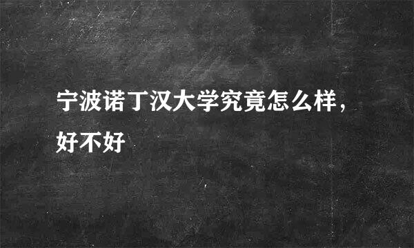 宁波诺丁汉大学究竟怎么样，好不好