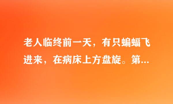 老人临终前一天，有只蝙蝠飞进来，在病床上方盘旋。第二天一早老人就去世了。那只蝙蝠有什么寓意吗？