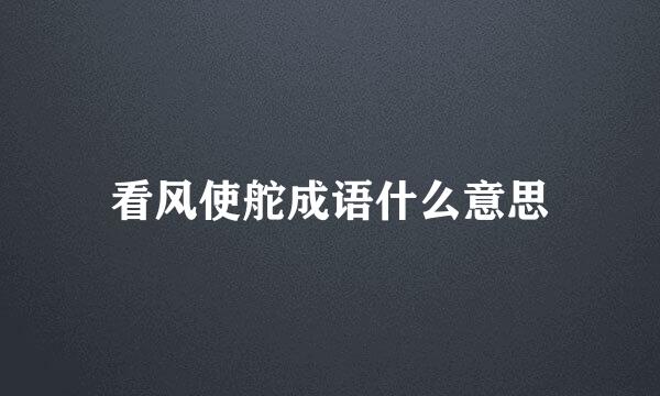 看风使舵成语什么意思