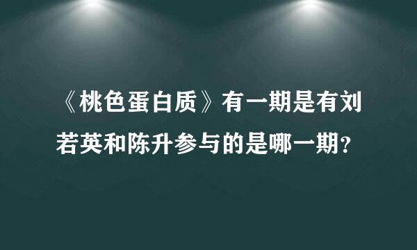 《桃色蛋白质》有一期是有刘若英和陈升参与的是哪一期？