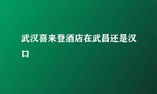 武汉喜来登酒店在武昌还是汉口