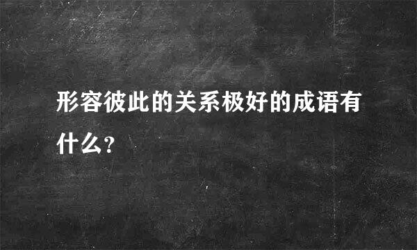 形容彼此的关系极好的成语有什么？