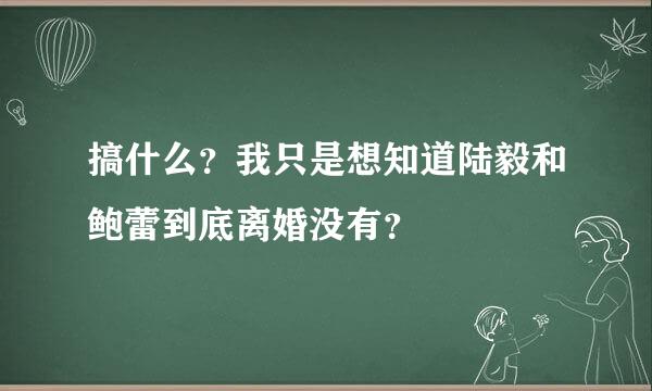 搞什么？我只是想知道陆毅和鲍蕾到底离婚没有？