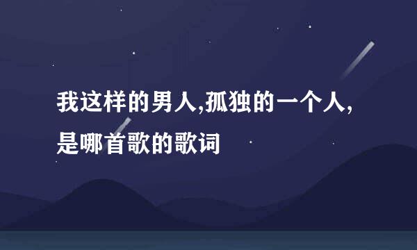 我这样的男人,孤独的一个人,是哪首歌的歌词