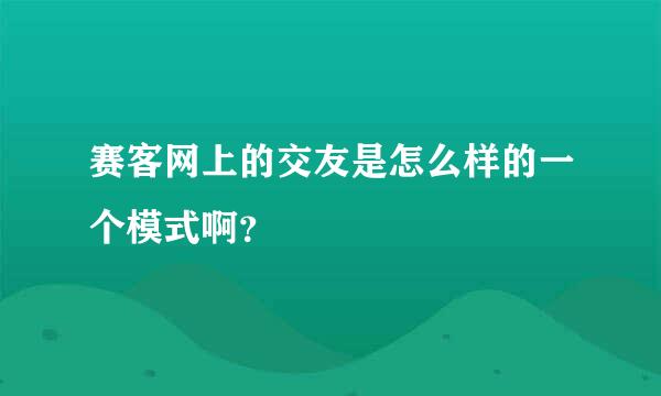 赛客网上的交友是怎么样的一个模式啊？