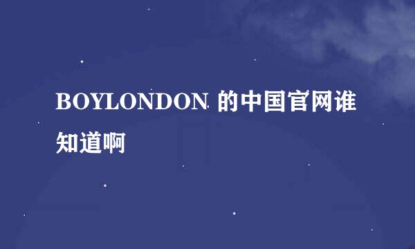 BOYLONDON 的中国官网谁知道啊