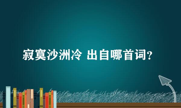 寂寞沙洲冷 出自哪首词？