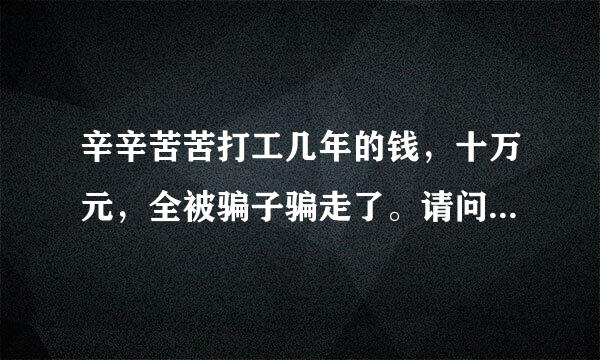 辛辛苦苦打工几年的钱，十万元，全被骗子骗走了。请问怎样才能帮我找回来，