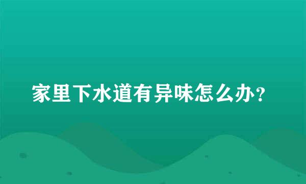 家里下水道有异味怎么办？