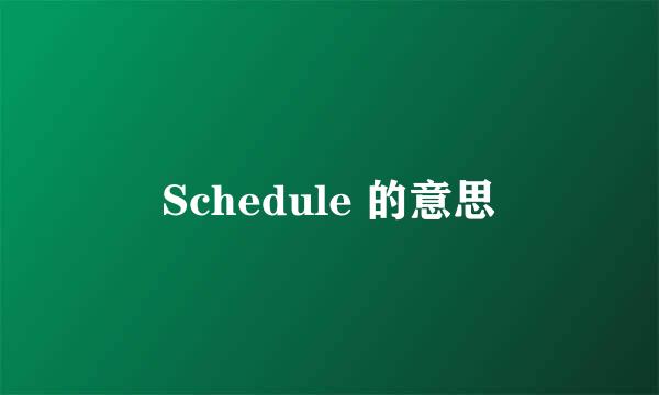 Schedule 的意思