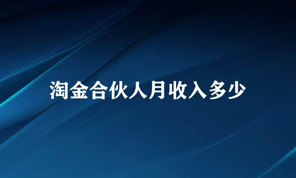 淘金合伙人月收入多少