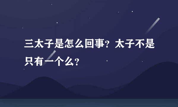 三太子是怎么回事？太子不是只有一个么？