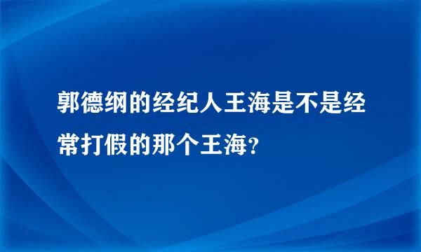 郭德纲的经纪人王海是不是经常打假的那个王海？