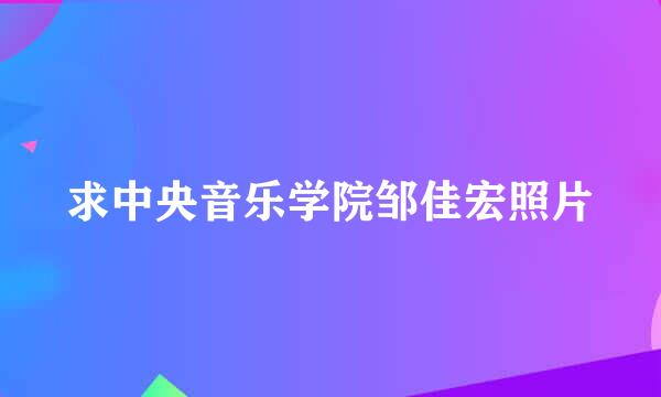 求中央音乐学院邹佳宏照片