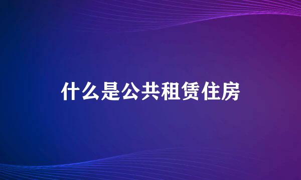 什么是公共租赁住房