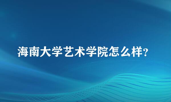 海南大学艺术学院怎么样？