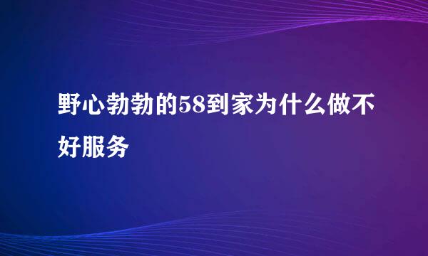 野心勃勃的58到家为什么做不好服务