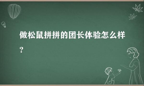 做松鼠拼拼的团长体验怎么样？