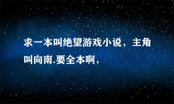 求一本叫绝望游戏小说，主角叫向南.要全本啊，