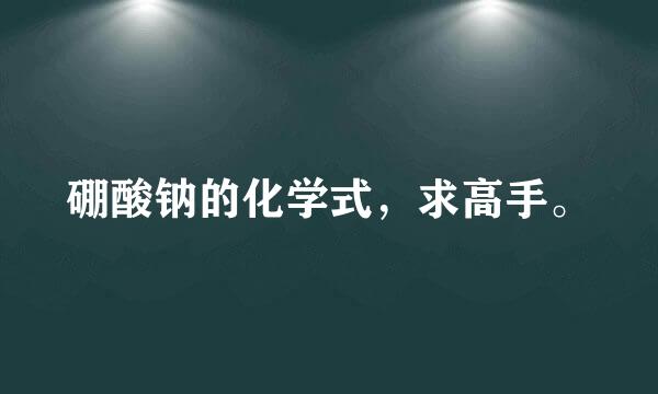 硼酸钠的化学式，求高手。