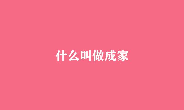 什么叫做成家