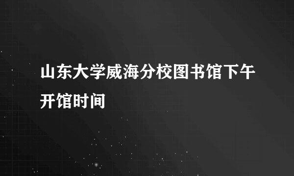 山东大学威海分校图书馆下午开馆时间