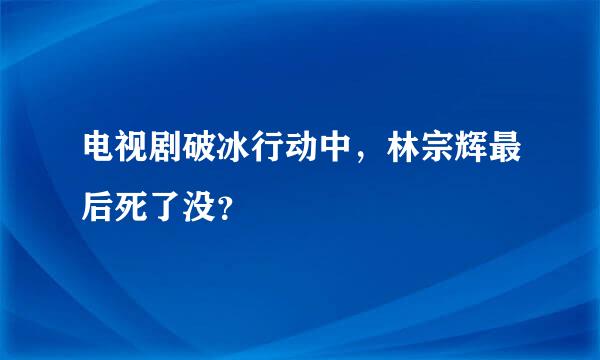 电视剧破冰行动中，林宗辉最后死了没？