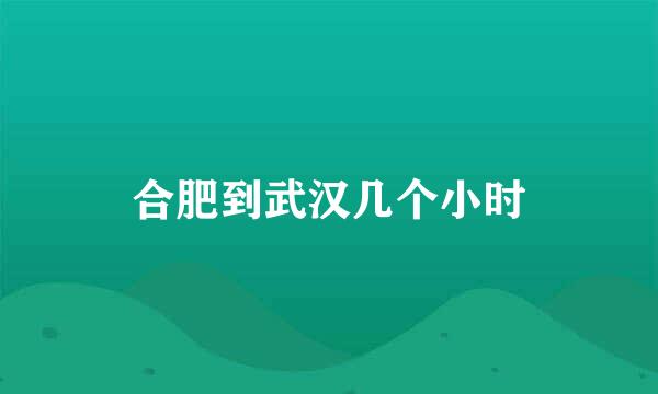 合肥到武汉几个小时