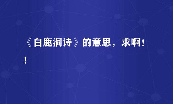 《白鹿洞诗》的意思，求啊！！