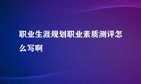 职业生涯规划职业素质测评怎么写啊