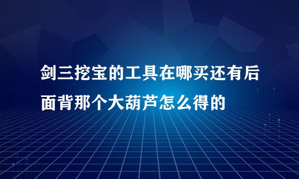 剑三挖宝的工具在哪买还有后面背那个大葫芦怎么得的