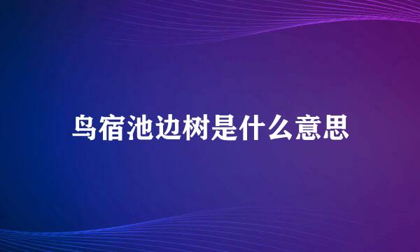 鸟宿池边树是什么意思